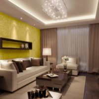 Ceiling lighting in the design of the living room