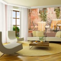 Wall mural in the decoration of the walls of the living room