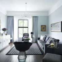 Photo of a bright living room in the neoclassical style