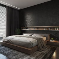 Dark shades in the interior of the male bedroom