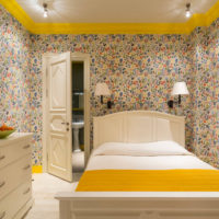 Bright colorful wallpaper in the design of the bedroom