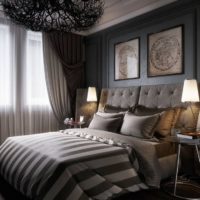 Lamps on bedside tables in the bedroom interior