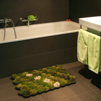 Living moss rug in front of the bathtub
