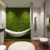 Living moss in the interior design of the bathroom