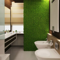 Bathroom decoration with stabilized moss