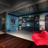 Contrast colors in single room design