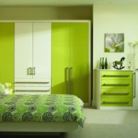Olive color in the interior of a modern bedroom