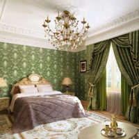 Colore verde oliva in una camera da letto classica