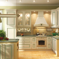 The use of olive shades in the design of the kitchen