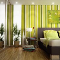 Striped room interior featuring olive color