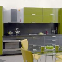 Kitchen furniture with olive-colored facades