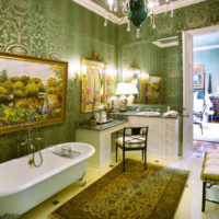 Olive-colored bathroom in the interior