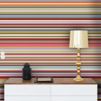 Bright wall decoration with pinstripe wallpaper