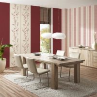 Striped wall decoration with vinyl wallpaper