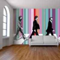 Design wall decor with striped wallpaper
