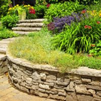 Smooth line of stone retaining wall