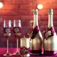 Making champagne bottles for a silver wedding