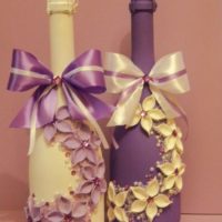 Volumetric decoration of bottles for a wedding