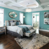 A combination of mint and brown in the bedroom interior