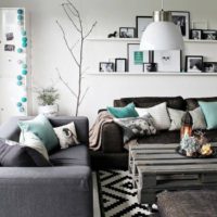 Mint pillows in living room decor