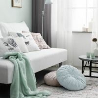 Mint textiles in living room decor