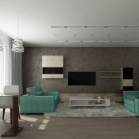 Mint-colored sofas in contemporary living room style