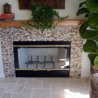 Mosaic fireplace in the living room