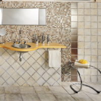 Toni marroni mosaico nel design del bagno