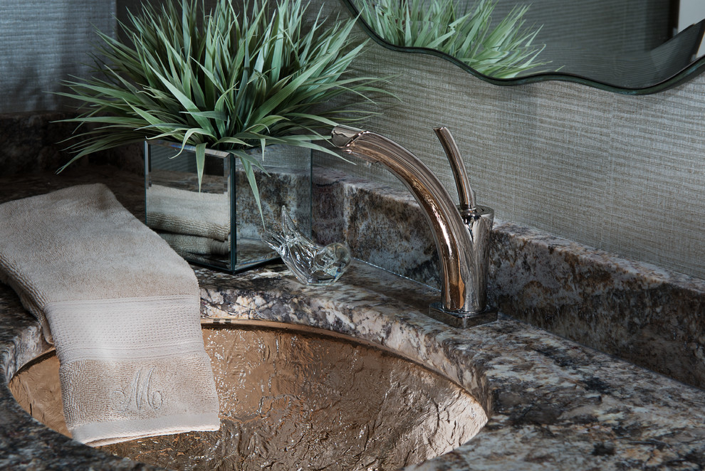 Natural stone sink in the bathroom