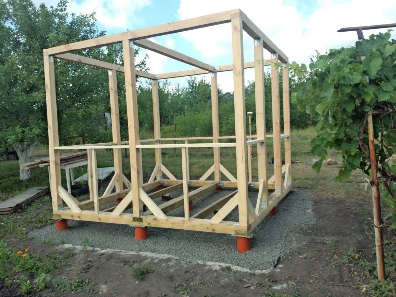 DIY frame installation of a wooden gazebo