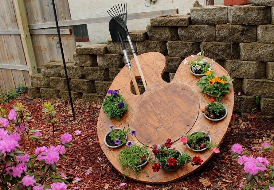 Homemade plywood flower bed