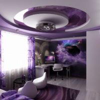 Purple bedroom in a modern style.