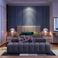 Strict interior of a modern bedroom