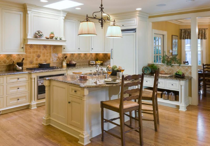 Neoclassical style kitchen space interior