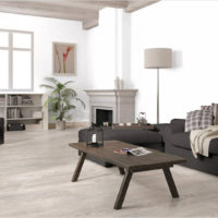 Black furniture in a bright living room