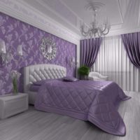 Lavender bedspread in the bed in the women's bedroom