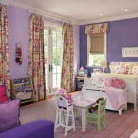 Living room of a private house in lilac colors