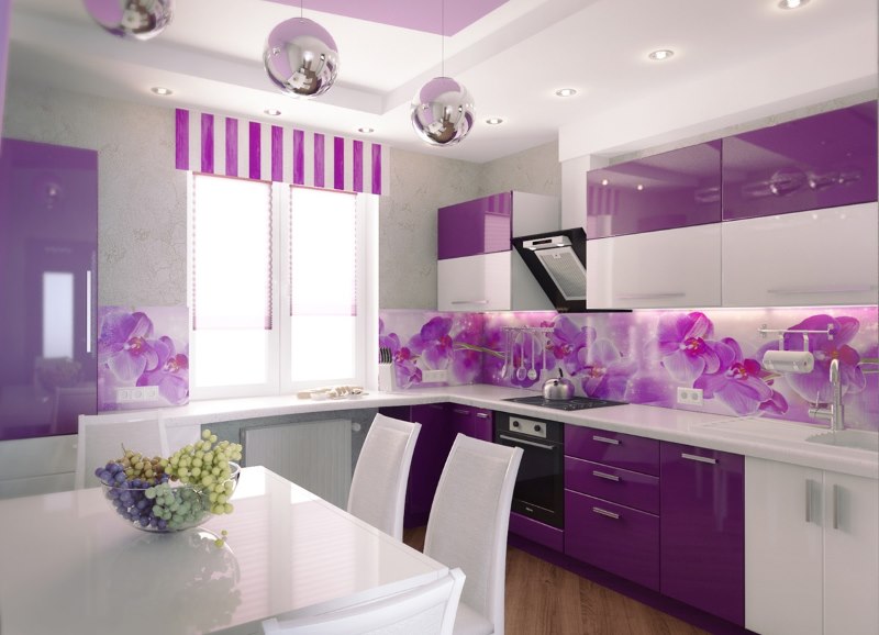 Lavender color in the interior of urban cuisine