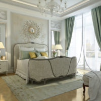 Decoration of the interior of the bedroom in pastel colors