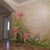 Colored stucco on the living room wall