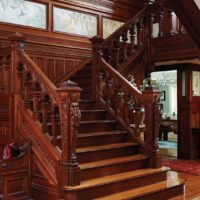 Massive wooden staircase in classic design