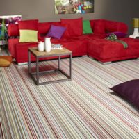 Red Pinstriped Linoleum Sofa