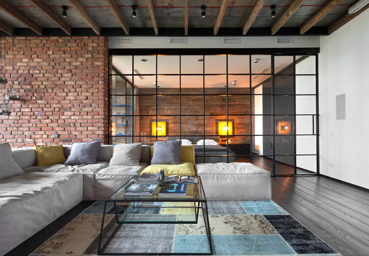 Fashionable loft style living room design