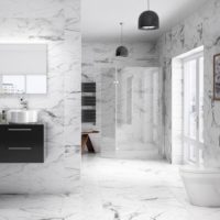 Gray and white marble in the bathroom