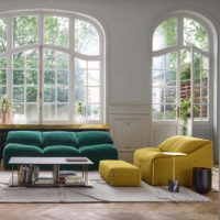 The combination of colors in the interior of a fashionable living room