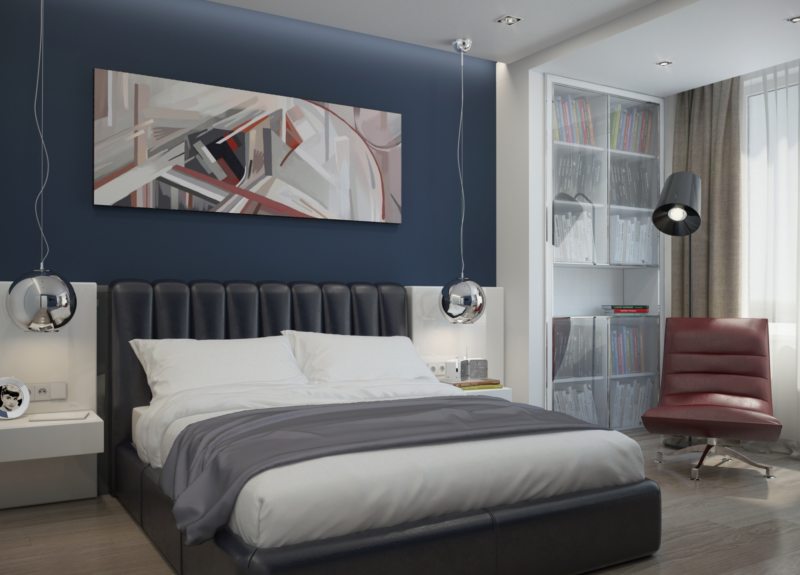 Camera da letto da uomo progettata in stile stagionato