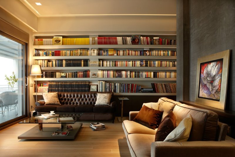 Library in the office of the male apartment