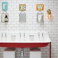Letters in the design of the bathroom