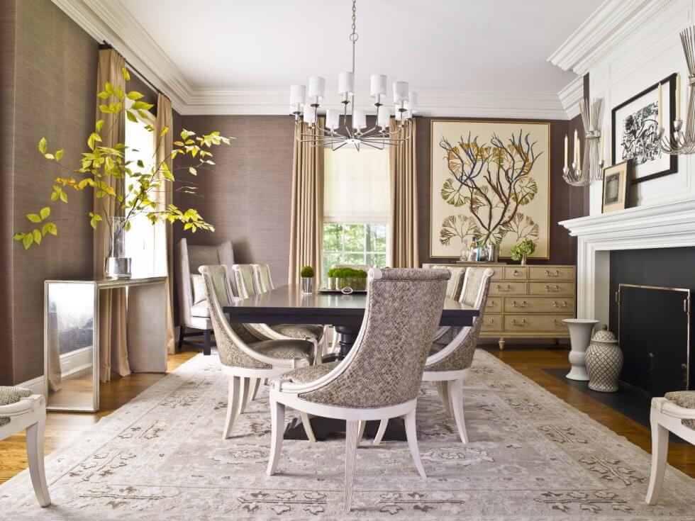 Neoclassical dining area in the living room of a private house