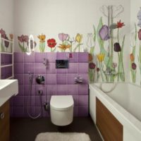 Flowers in the interior of the bathroom
